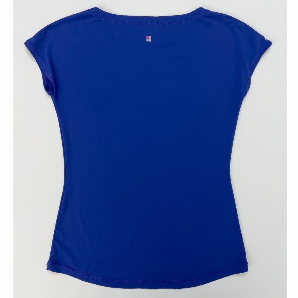 Sweaty Betty Shirt Womens XS Blue Athlete  Workout Solid Cap Sleeve